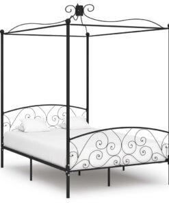 vidaXL Hemelbedframe metaal zwart 140x200 cm