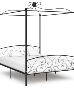 vidaXL Hemelbedframe metaal zwart 160x200 cm