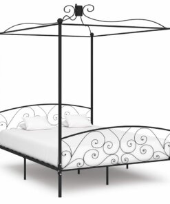vidaXL Hemelbedframe metaal zwart 180x200 cm