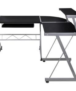 vidaXL Hoekbureau 132x112x99 cm bewerkt hout zwart