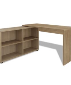 vidaXL Hoekbureau 4 schappen eiken