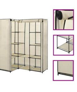 vidaXL Hoekkledingkast 130x87x169 cm crème