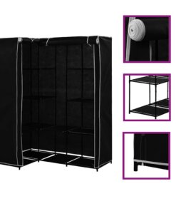 vidaXL Hoekkledingkast 130x87x169 cm zwart