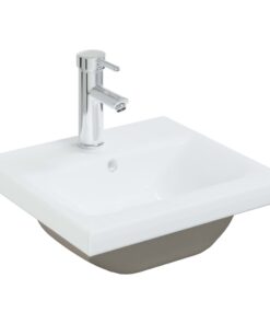 vidaXL Inbouwwastafel met kraan 42x39x18 cm keramiek wit