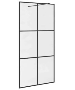 vidaXL Inloopdouchewand 100x195 cm ESG-glas transparant en zwart