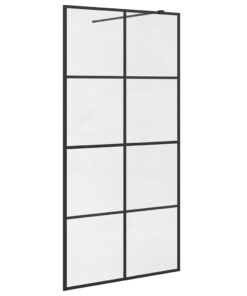 vidaXL Inloopdouchewand 100x195 cm ESG-glas transparant en zwart