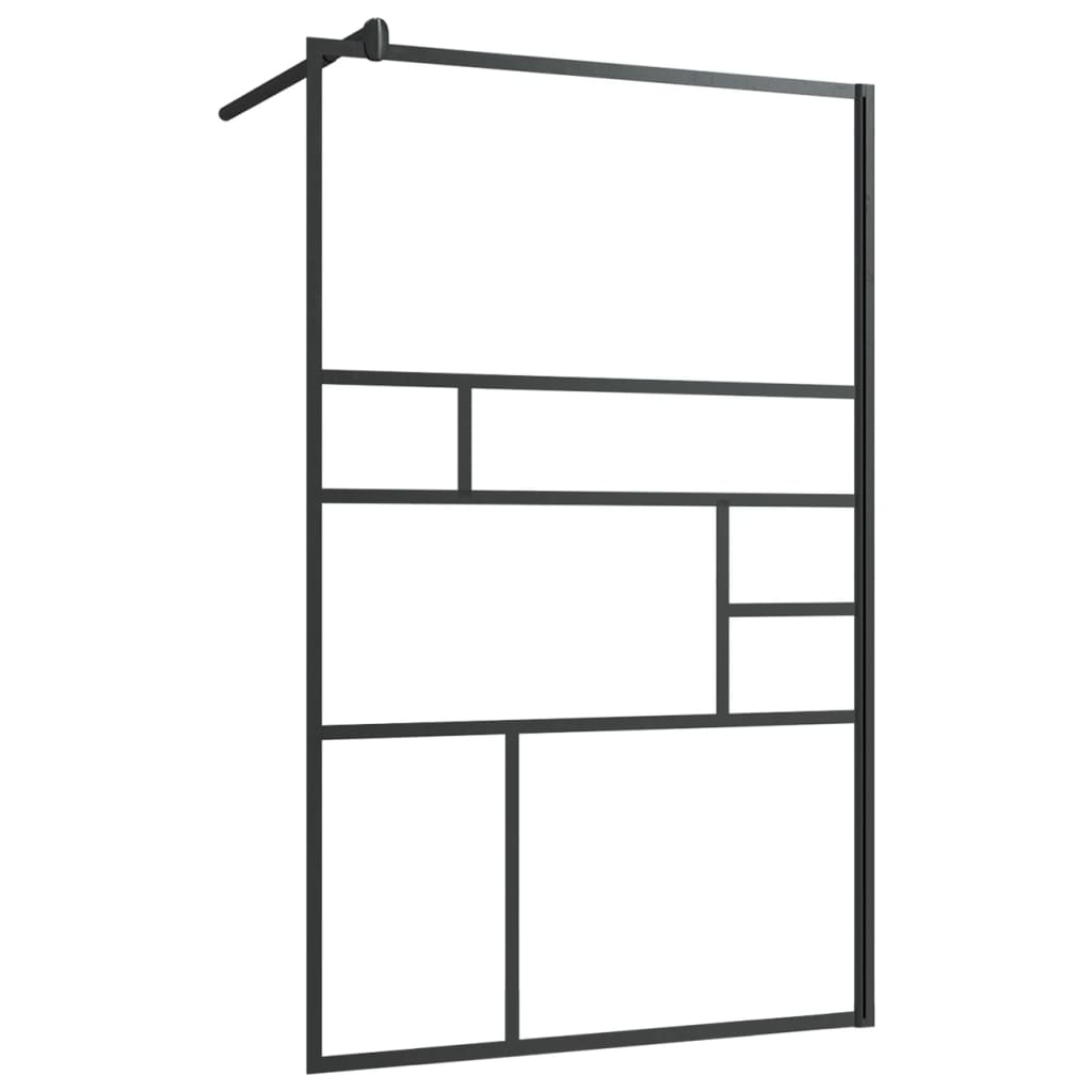 vidaXL Inloopdouchewand 100x195 cm ESG-glas transparant en zwart
