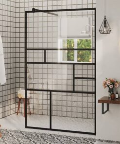 vidaXL Inloopdouchewand 100x195 cm ESG-glas transparant en zwart