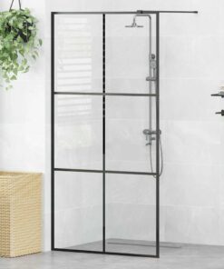 vidaXL Inloopdouchewand 100x195 cm ESG-glas transparant en zwart