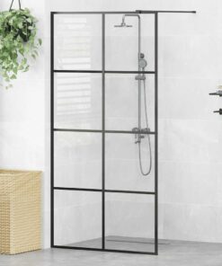 vidaXL Inloopdouchewand 100x195 cm ESG-glas transparant en zwart