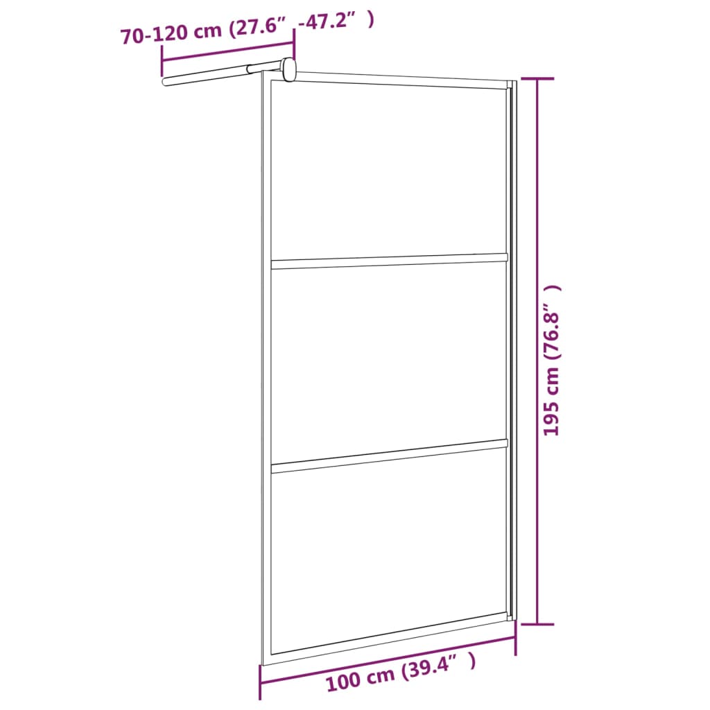 vidaXL Inloopdouchewand 100x195 cm donker ESG-glas zwart - Image 7