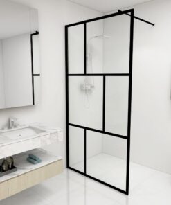vidaXL Inloopdouchewand 100x195 cm gehard glas zwart