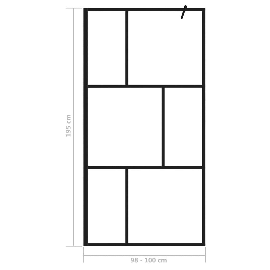 vidaXL Inloopdouchewand 100x195 cm gehard glas zwart - Afbeelding 7