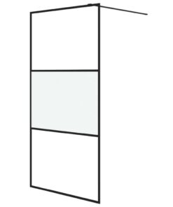 vidaXL Inloopdouchewand 100x195 cm halfmat ESG-glas zwart