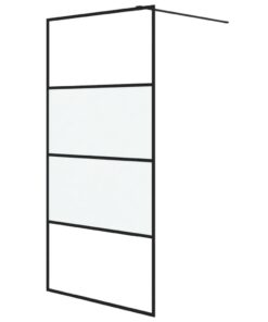 vidaXL Inloopdouchewand 100x195 cm halfmat ESG-glas zwart