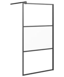 vidaXL Inloopdouchewand 100x195 cm halfmat ESG-glas zwart