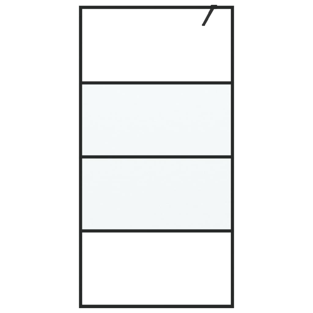 vidaXL Inloopdouchewand 100x195 cm halfmat ESG-glas zwart - Afbeelding 3