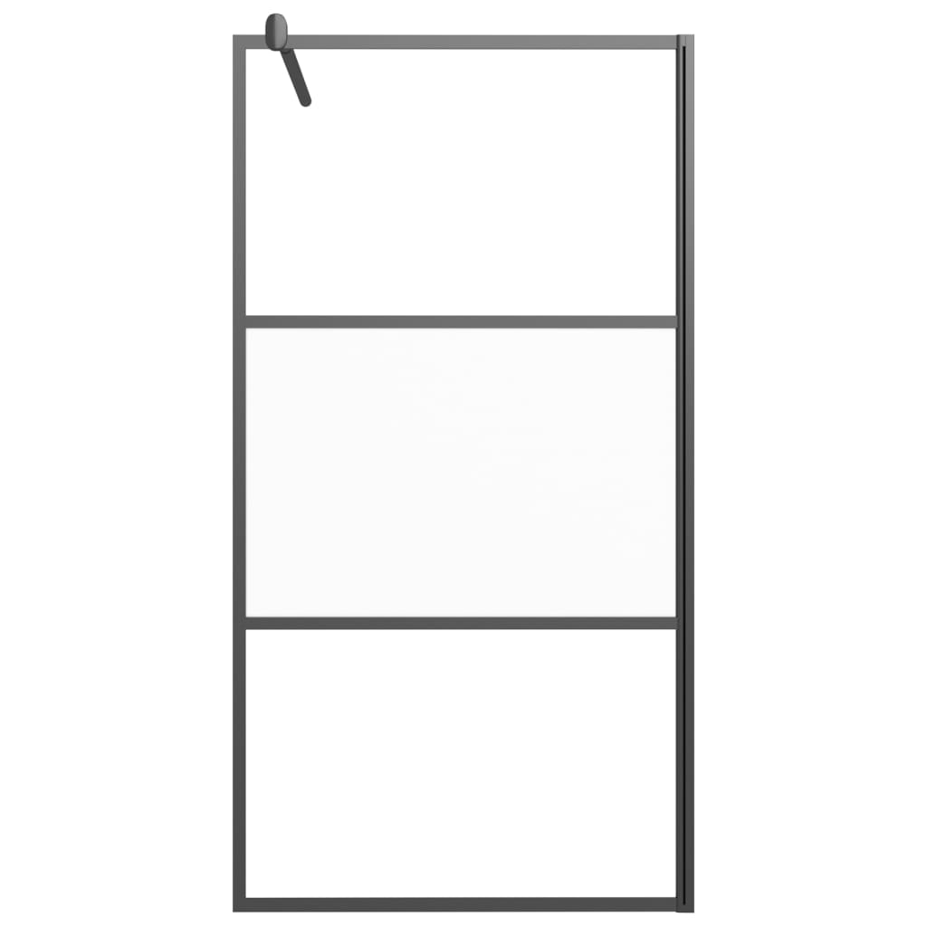 vidaXL Inloopdouchewand 100x195 cm halfmat ESG-glas zwart - Afbeelding 3