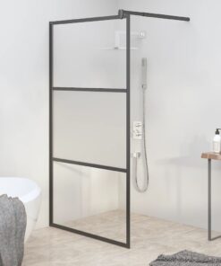 vidaXL Inloopdouchewand 100x195 cm halfmat ESG-glas zwart