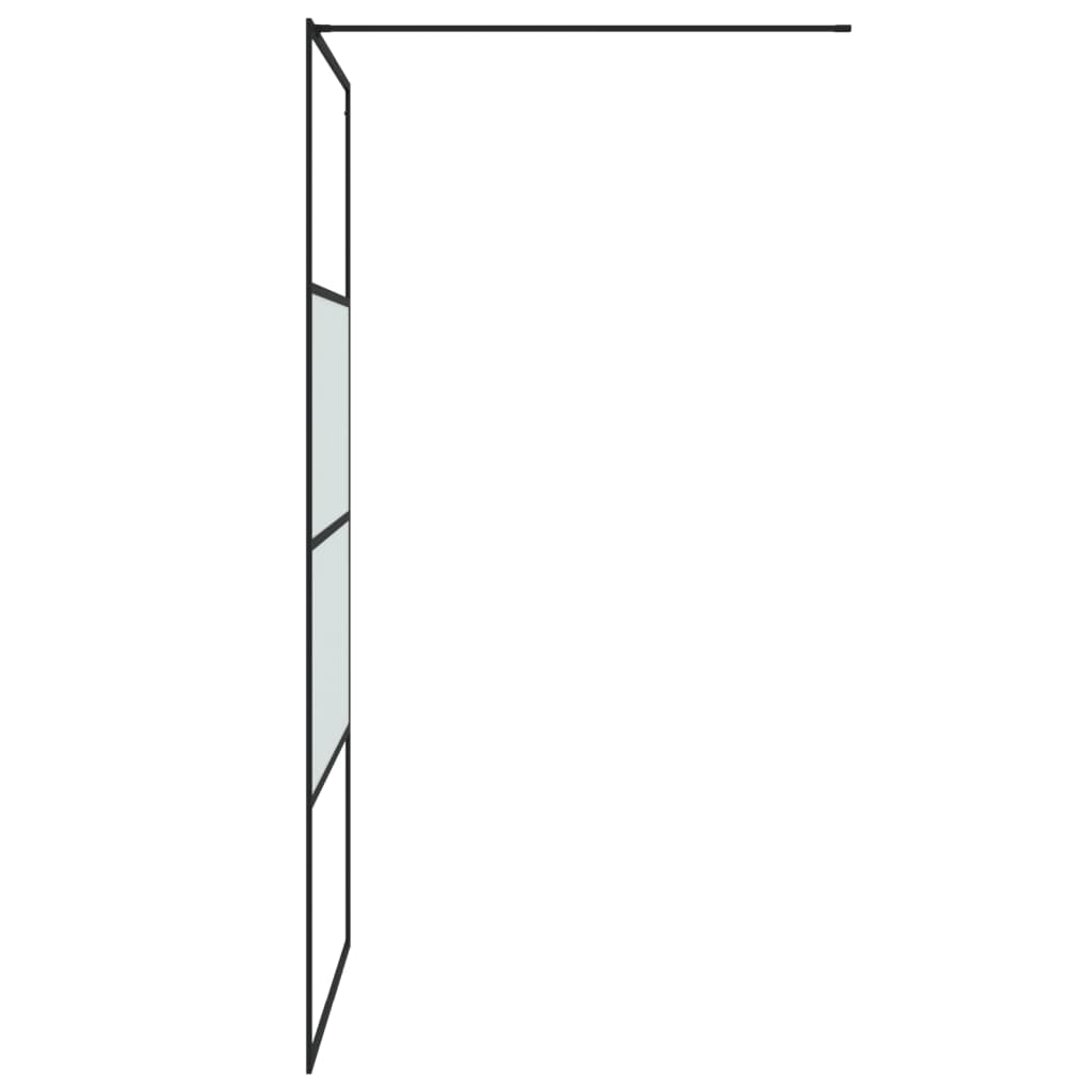 vidaXL Inloopdouchewand 100x195 cm halfmat ESG-glas zwart - Afbeelding 4