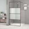 vidaXL Inloopdouchewand 100x195 cm halfmat ESG-glas zwart
