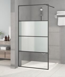 vidaXL Inloopdouchewand 100x195 cm halfmat ESG-glas zwart