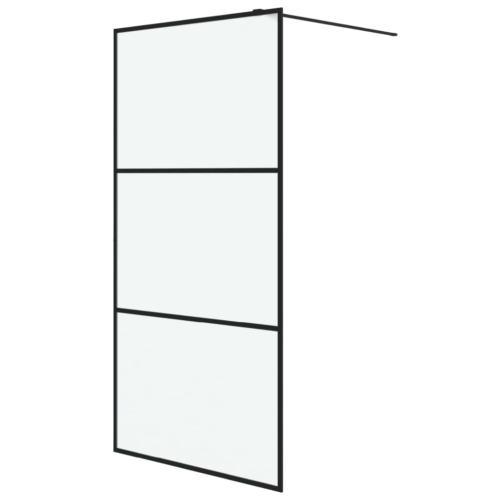 vidaXL Inloopdouchewand 100x195 cm mat ESG-glas zwart