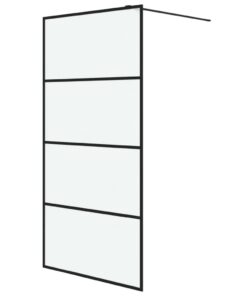 vidaXL Inloopdouchewand 100x195 cm mat ESG-glas zwart
