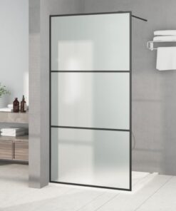 vidaXL Inloopdouchewand 100x195 cm mat ESG-glas zwart
