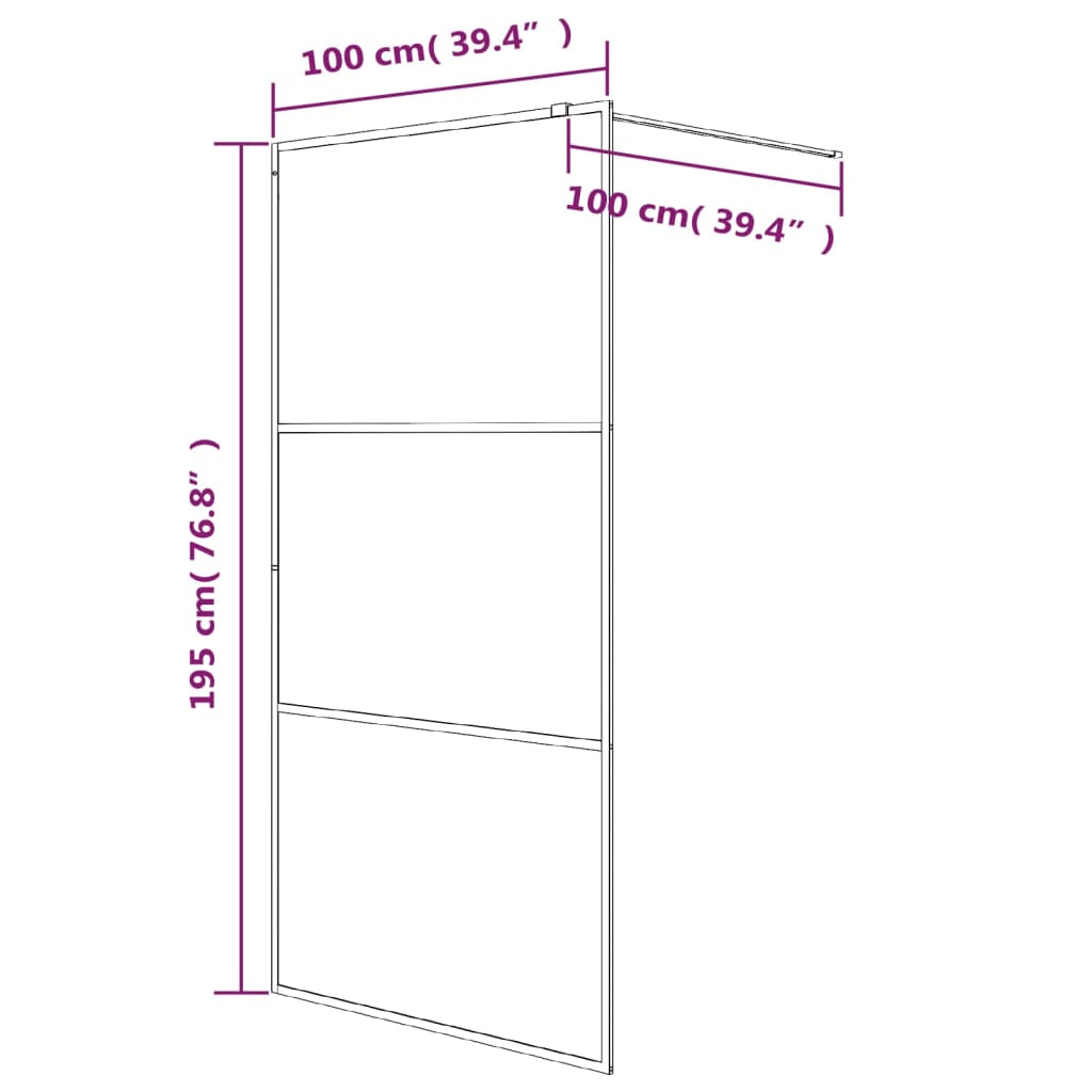 vidaXL Inloopdouchewand 100x195 cm transparant ESG-glas zilverkleurig - Afbeelding 7