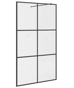 vidaXL Inloopdouchewand 115x195 cm ESG-glas transparant en zwart