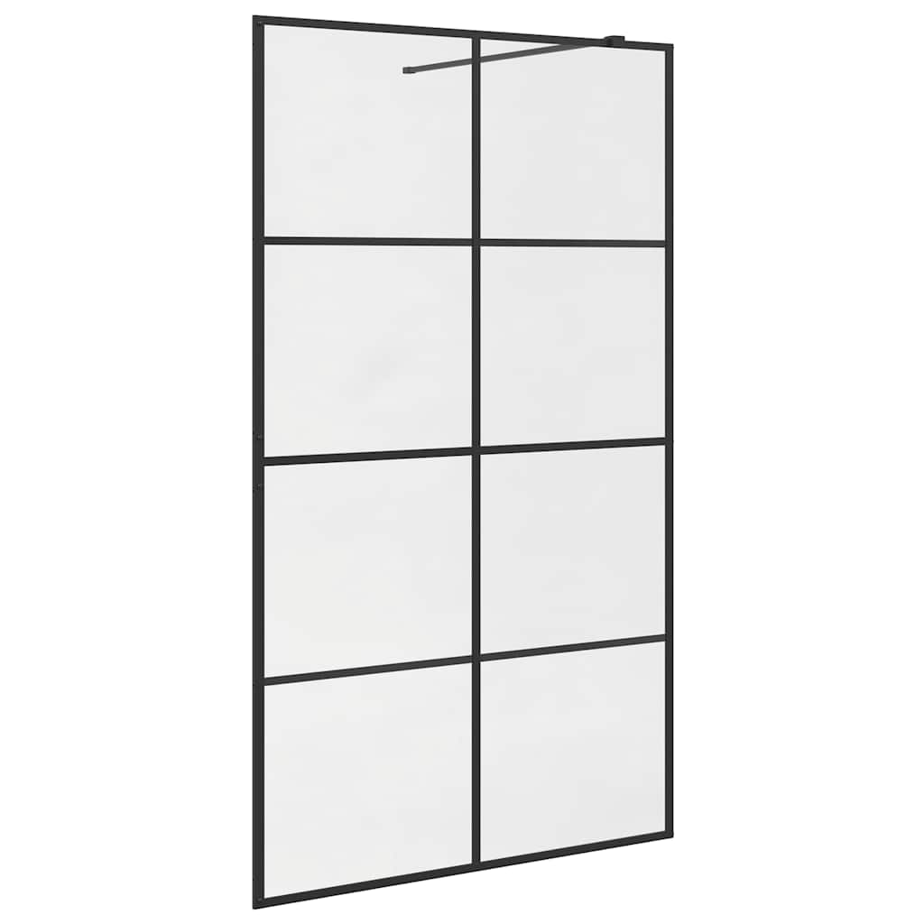 vidaXL Inloopdouchewand 115x195 cm ESG-glas transparant en zwart