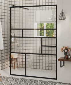 vidaXL Inloopdouchewand 115x195 cm ESG-glas transparant en zwart