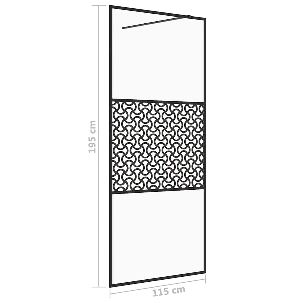 vidaXL Inloopdouchewand 115x195 cm ESG-glas transparant en zwart - Afbeelding 5