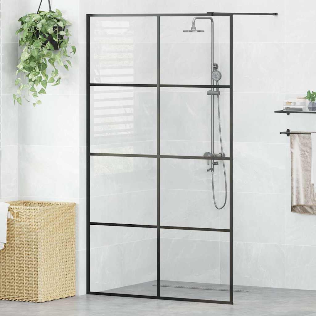 vidaXL Inloopdouchewand 115x195 cm ESG-glas transparant en zwart