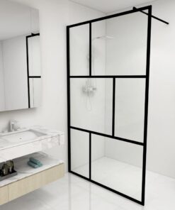 vidaXL Inloopdouchewand 115x195 cm gehard glas zwart