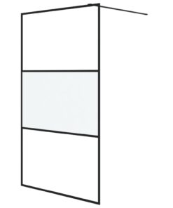 vidaXL Inloopdouchewand 115x195 cm halfmat ESG-glas zwart