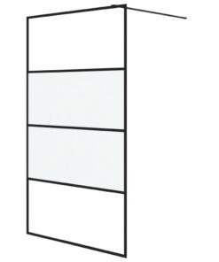 vidaXL Inloopdouchewand 115x195 cm halfmat ESG-glas zwart