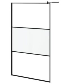 vidaXL Inloopdouchewand 115x195 cm halfmat ESG-glas zwart