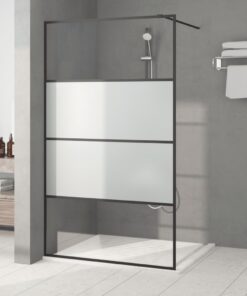 vidaXL Inloopdouchewand 115x195 cm halfmat ESG-glas zwart