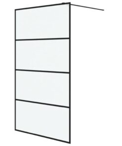 vidaXL Inloopdouchewand 115x195 cm mat ESG-glas zwart