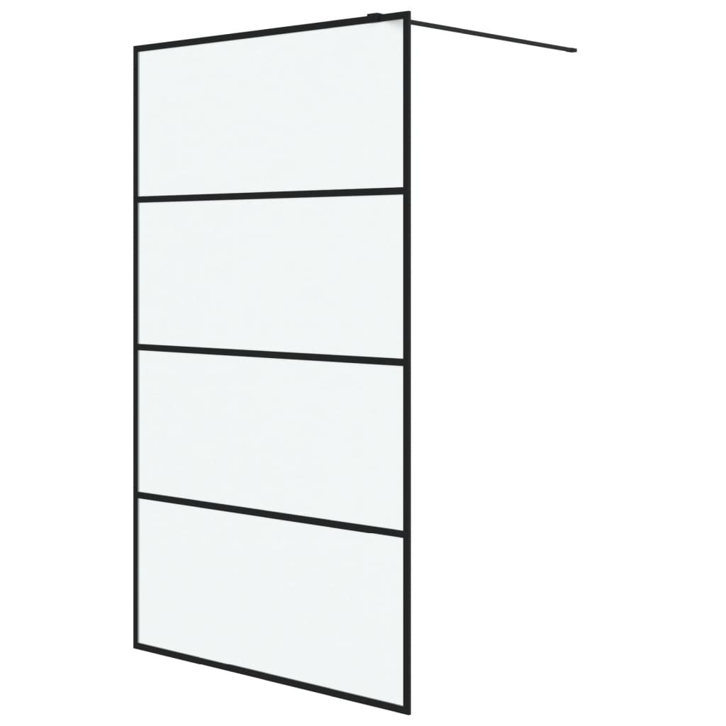 vidaXL Inloopdouchewand 115x195 cm mat ESG-glas zwart