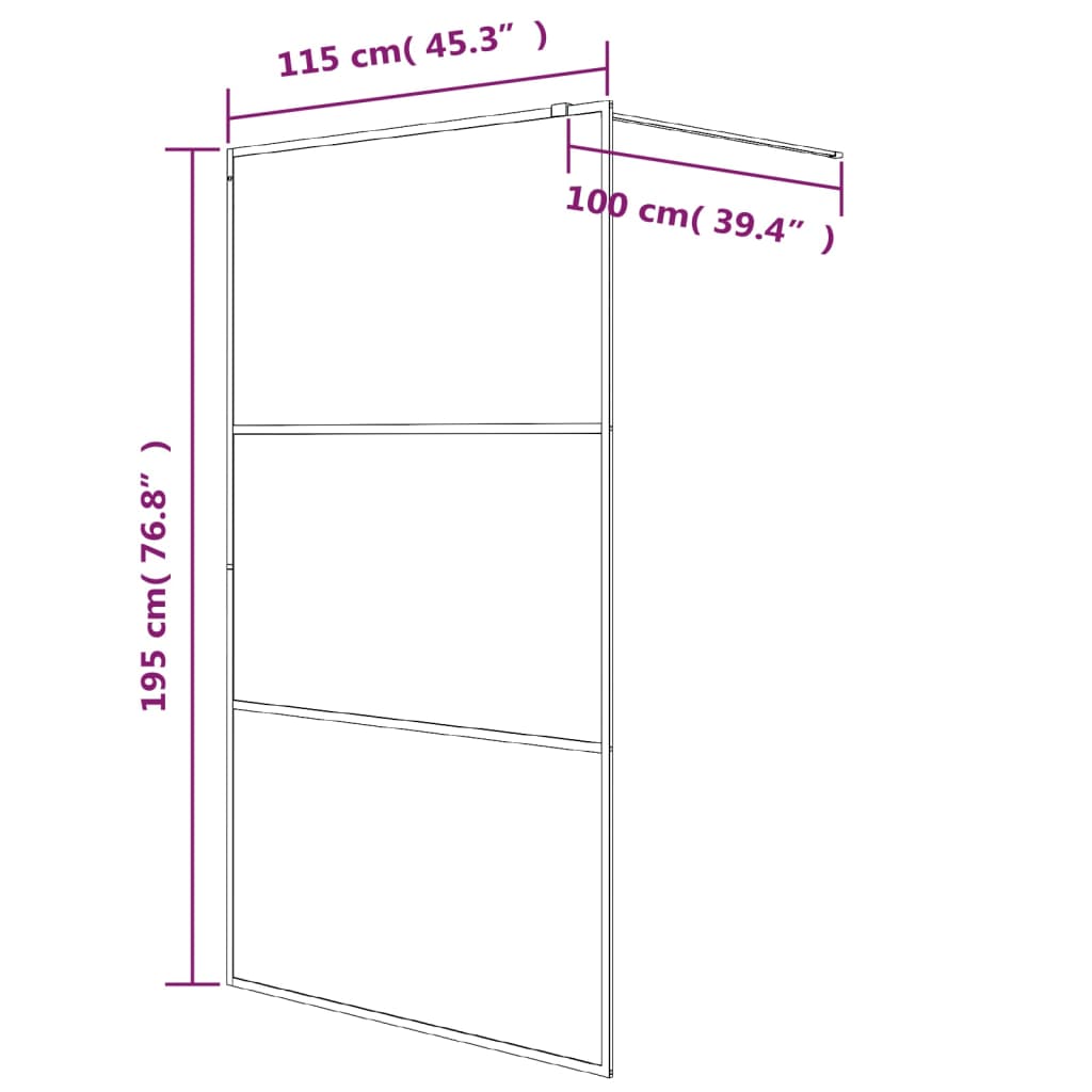 vidaXL Inloopdouchewand 115x195 cm transparant ESG-glas wit - Image 7