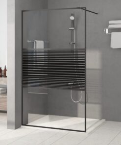 vidaXL Inloopdouchewand 115x195 cm transparant ESG-glas zwart