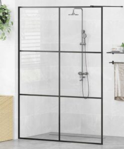 vidaXL Inloopdouchewand 140x195 cm ESG-glas transparant en zwart
