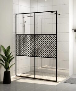 vidaXL Inloopdouchewand 140x195 cm ESG-glas transparant en zwart