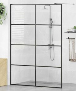 vidaXL Inloopdouchewand 140x195 cm ESG-glas transparant en zwart