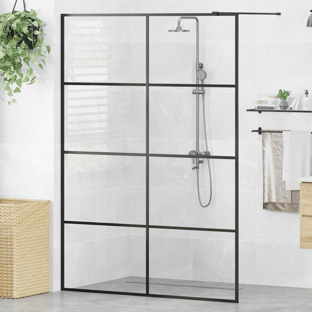 vidaXL Inloopdouchewand 140x195 cm ESG-glas transparant en zwart