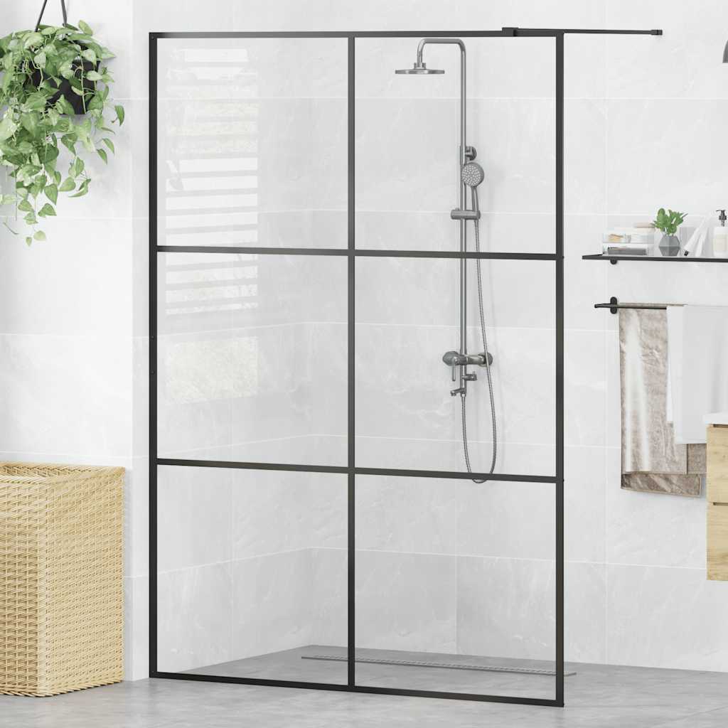 vidaXL Inloopdouchewand 140x195 cm ESG-glas transparant en zwart