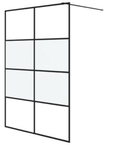vidaXL Inloopdouchewand 140x195 cm halfmat ESG-glas zwart